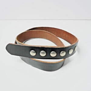 Vintage Black Leather Belt Snap‎ Closure Adjustable 40 Moto VTG Biker Studded
